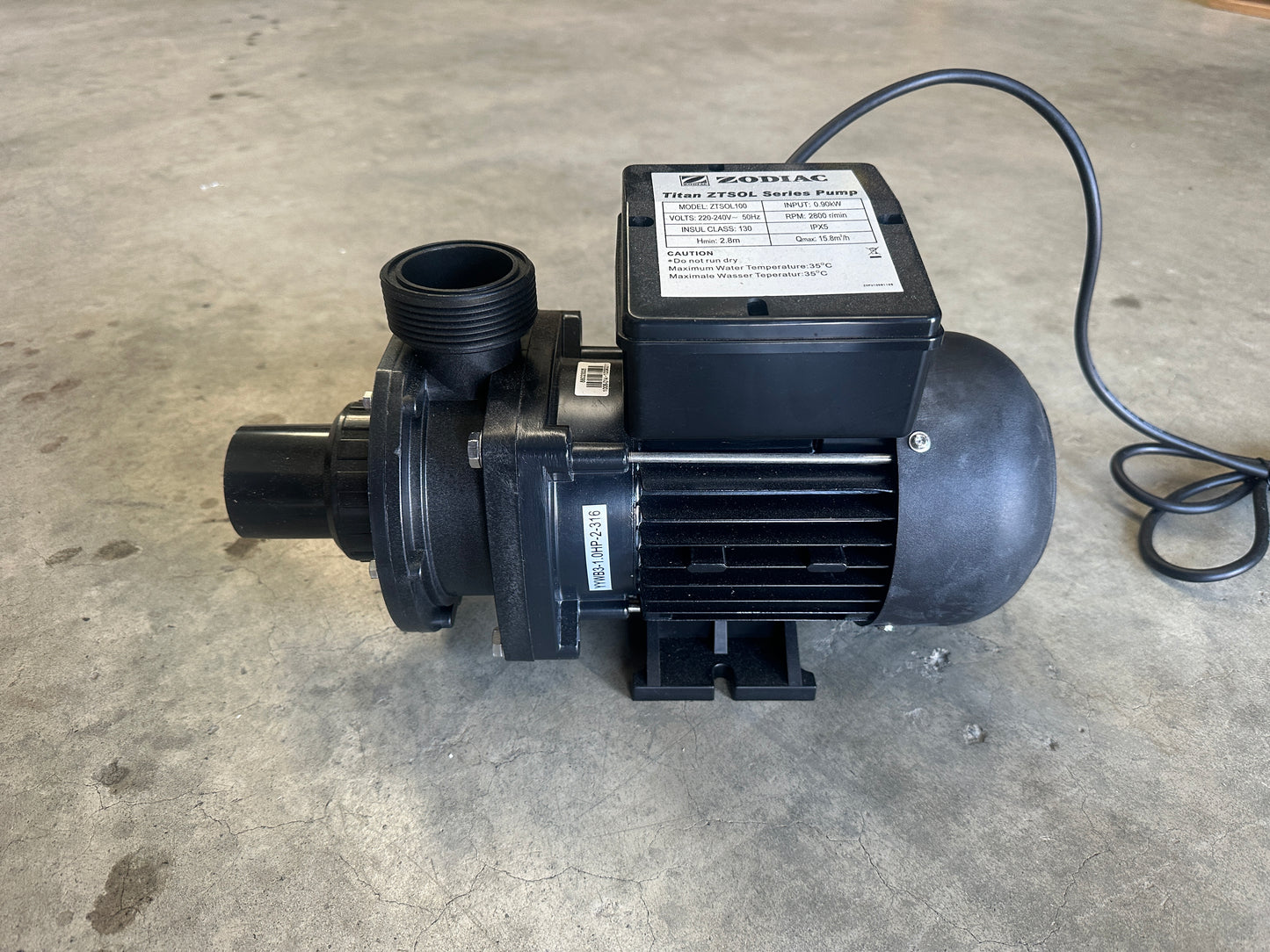 Zodiac Titan ZTSOL series pump 1HP`