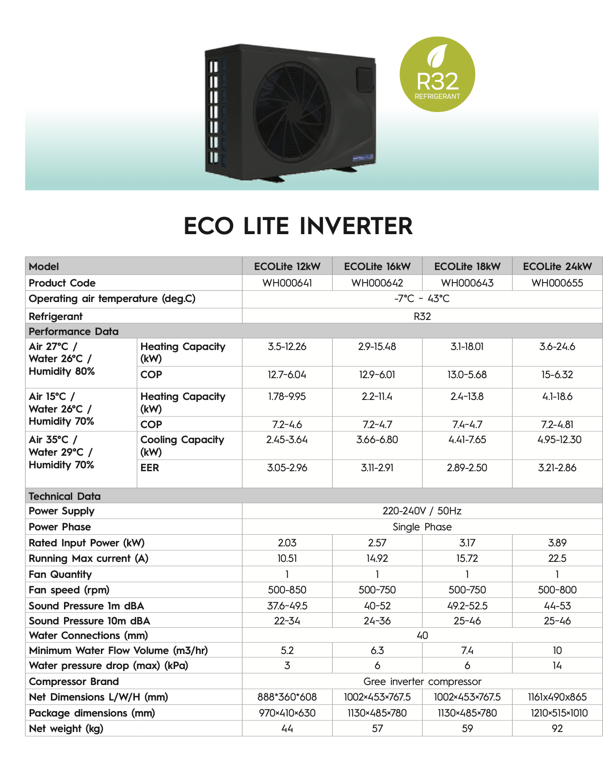 ASTRAL POOL VIRON ECOLITE IHP 120 - 240-HEATPUMP