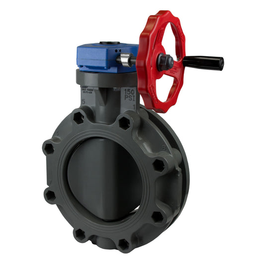 Sch80 PVC Butterfly Valve ANSI 150 Gear Operator - EPDM