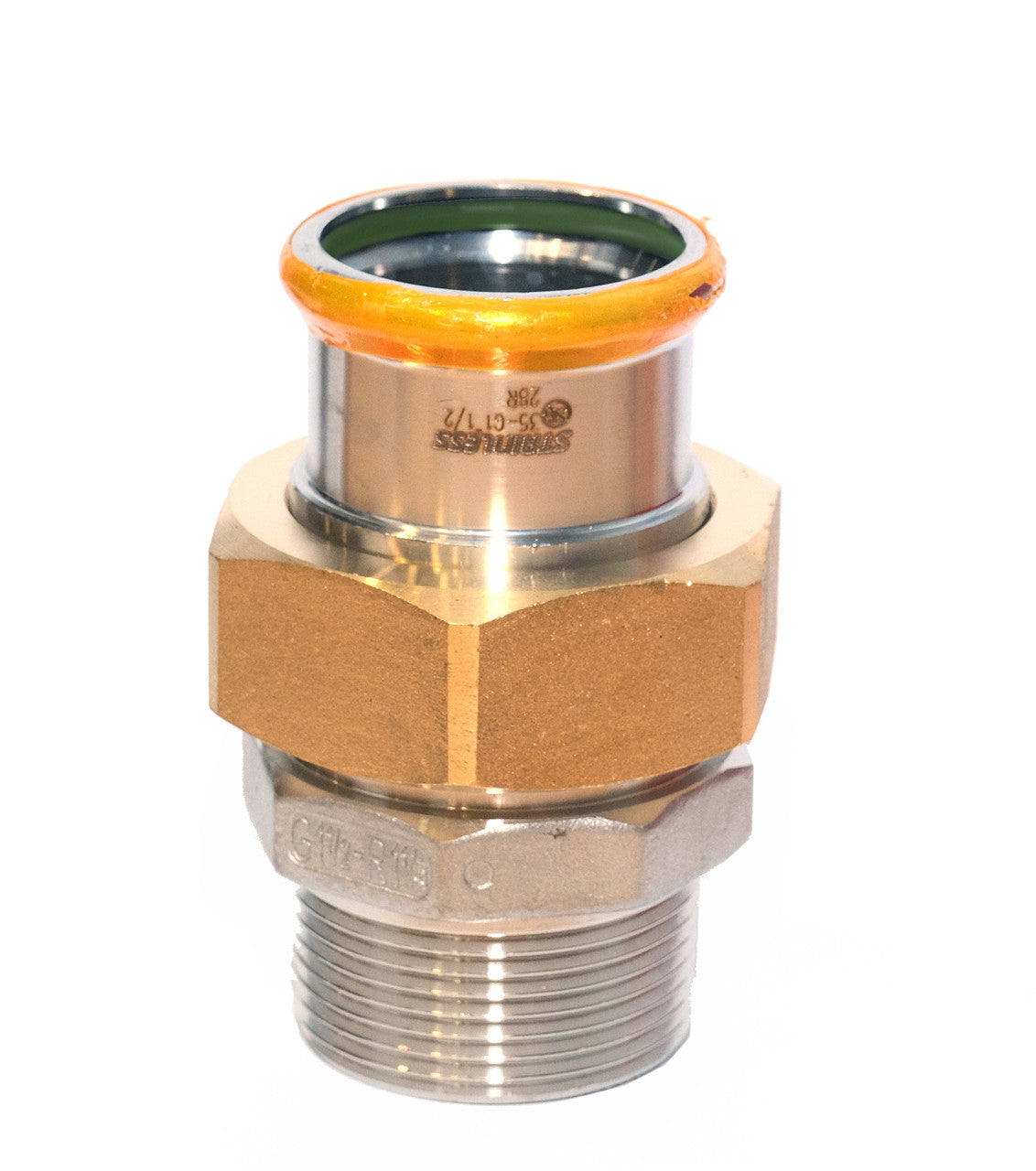 EUROPRESS 304L Stainless Steel BSP Male Adaptor Union Brass Nut Viton Seal with Washer
