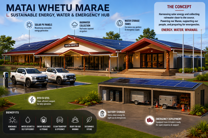 PV 4 Iwi - Ngati Maru resilience deployment hub, PV panel array, battery and modular proposal