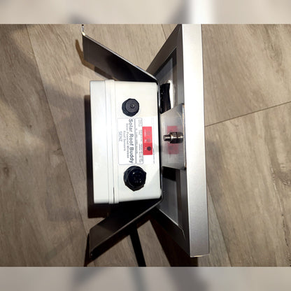 Solar Roof Buddy enclosure label and solar mounting detail